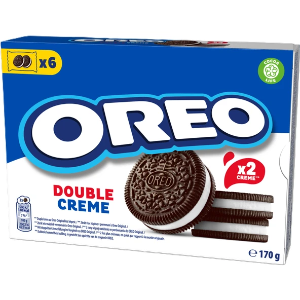 Oreo Duble Vanilya Aromalı Dolgulu Kakaolu Bisküvi 170 G (5'li Paket) ürün görseli 1