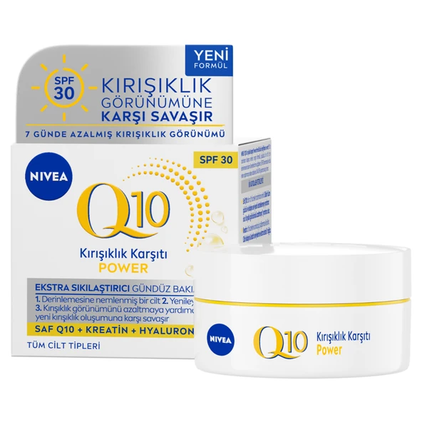 NIVEA Q10 Power Kırışıklık Karşıtı Sıkılaştırıcı Gündüz Yüz Bakım Kremi 50ml (2'li Paket) ürün görseli 1