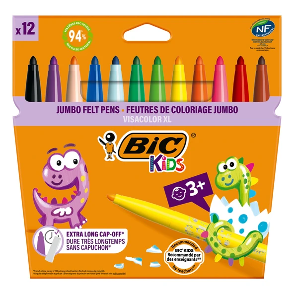 Bic Kids Visa Jumbo Keçeli Boya Kalemi 12'li (4'li Paket) ürün görseli 1