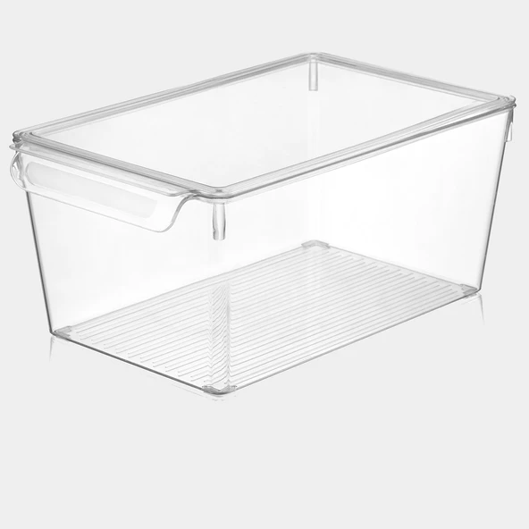 Dünya Plastik Şeffaf Buzdolabı Organizer Kapaklı 20x32,5x14cm (3'li Paket) ürün görseli 1