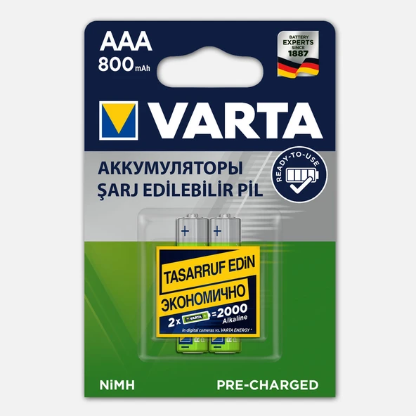 Varta Rech Accu Pow 2 AAA 800M Şarjlı Pil (4'li Paket) ürün görseli 1