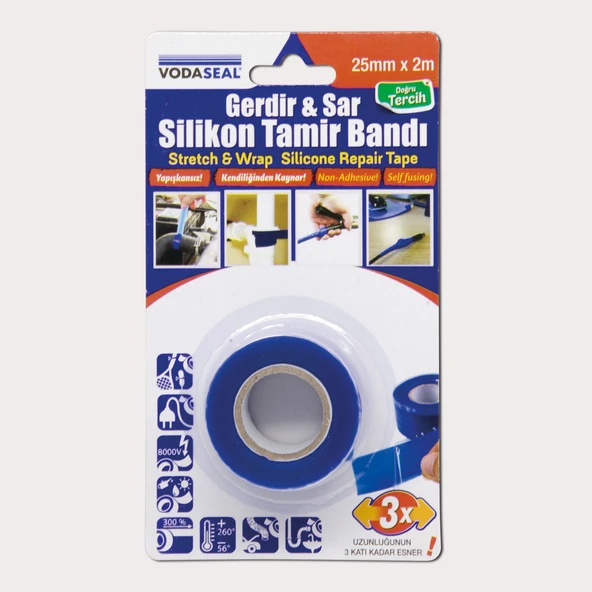 Vodaseal Gerdir & Sar Silikon Tamir Bandı (6'li Paket) ürün görseli 1