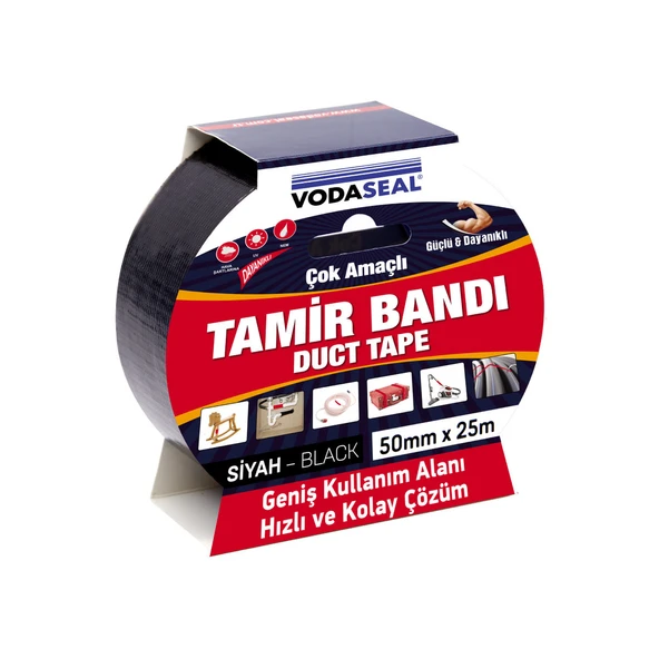 Vodaseal Duck Tape Tamir Bandı Siyah 50MMX25M (5'li Paket) ürün görseli 1