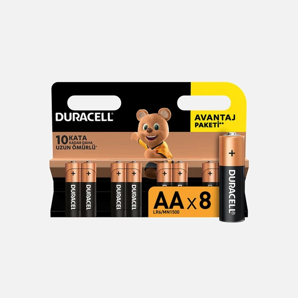 Duracell 8'li Alkalin AA Kalem Pil (4'li Paket) ürün görseli 1