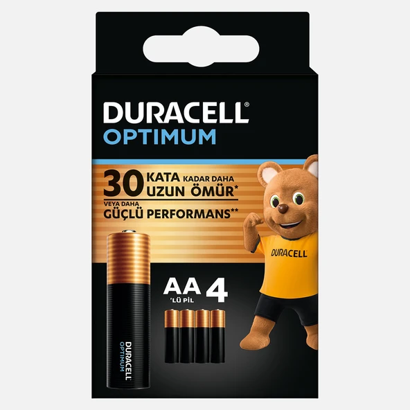 Duracell Optimum 4’lü AA Alkalin Kalem Pil (4'li Paket) ürün görseli 1