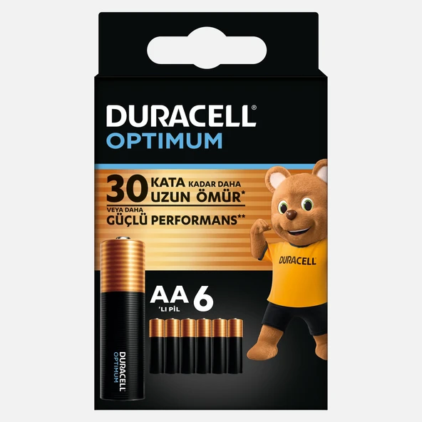 Duracell Optimum 6’lı AA Alkalin Kalem Pil (5'li Paket) ürün görseli 1