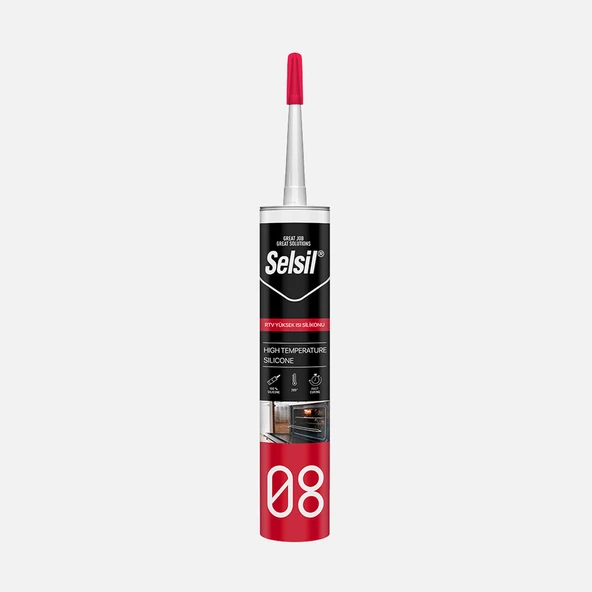 Selsil RV Yüksek Isı Silikonu Kırmızı  280 ML (4'li Paket) ürün görseli 1