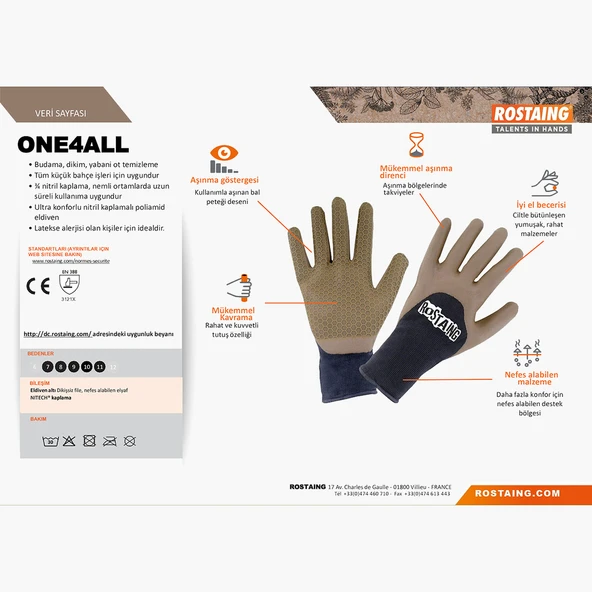 Rostaing ONE4ALL-IT10 Bahçe/Genel Kullanım Eldiven No:10 (2'li Paket) ürün görseli 1