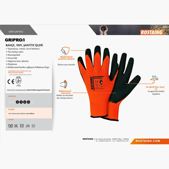 Rostaing GRIPRO-IT11 Genel Kullanım Eldiven No:11 - XXL (5'li Paket) ürün görseli 1