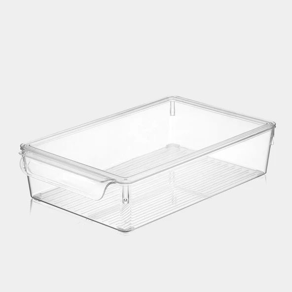 Dünya Plastik Şeffaf Buzdolabı Organizer Kapaklı 20x32,5x7cm (3'li Paket) ürün görseli 1