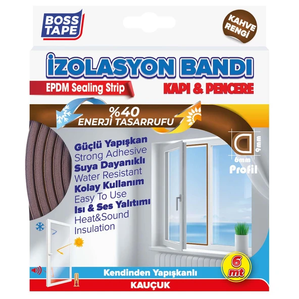 Boss Tape Boss Kapı Pencere İzolasyon Fitili Bandı Kahverengi (8'li Paket) ürün görseli 1