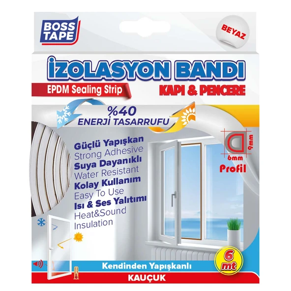 Boss Tape Boss Kapı Pencere İzolasyon Fitili Bandı Beyaz (7'li Paket) ürün görseli 1
