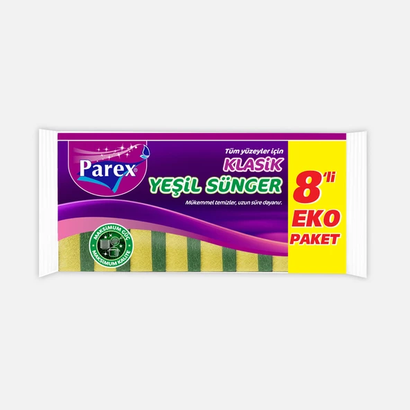 Parex Klasik Yeşil Düz 8'li Dikdörtgen Sünger (5'li Paket) ürün görseli 1
