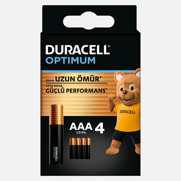Duracell Optimum 4’lü AAA Alkalin İnce Kalem Pil (5'li Paket) ürün görseli 1