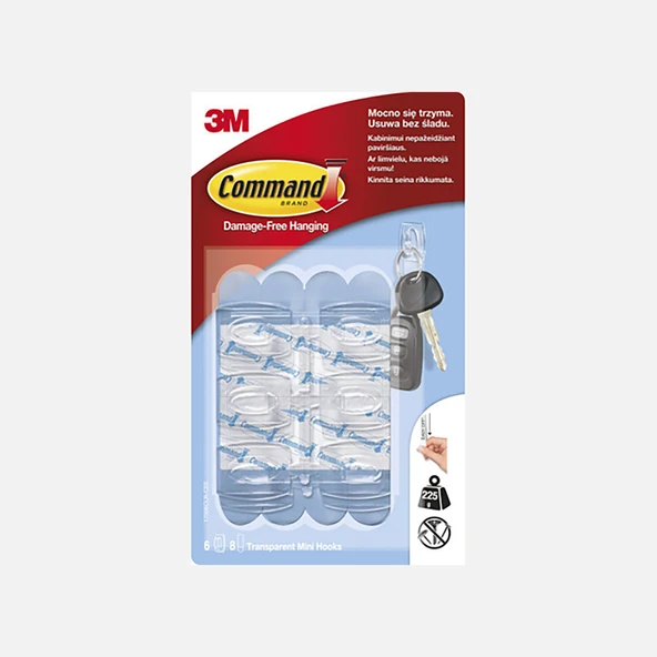 Command Mini Boy Şeffaf Askı (4'li Paket) ürün görseli 1