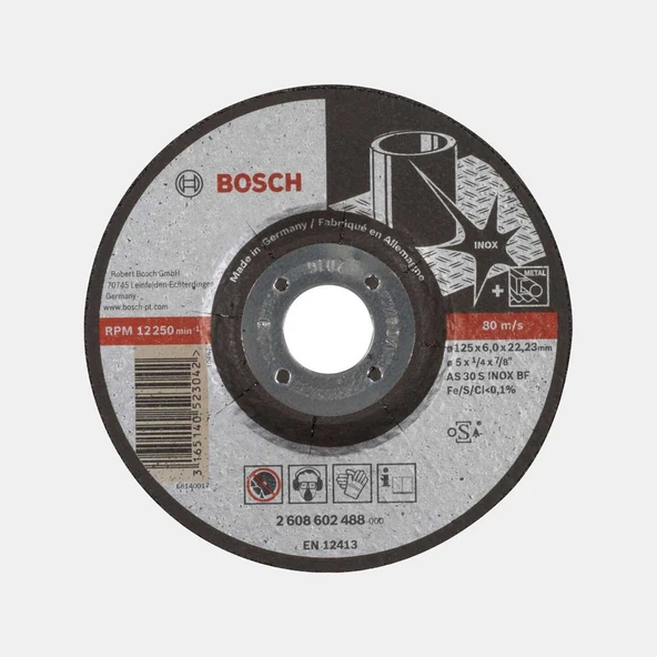 Bosch Paslanmaz Çelik Taşlama Disk 125x6,0 mm Bombeli Expert (5'li Paket) ürün görseli 1