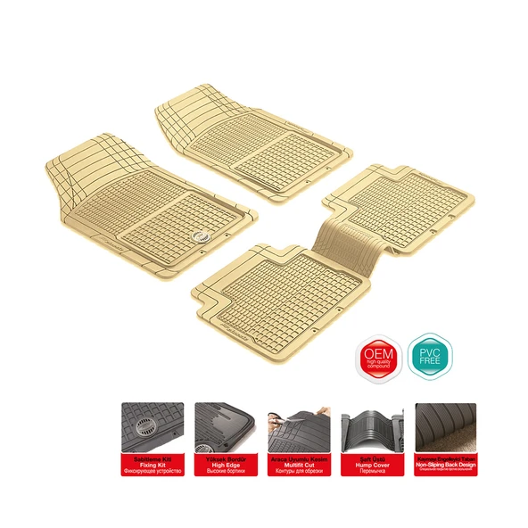 Pufı Classic Hb Universal Kauçuk Paspas Bej ürün görseli 1