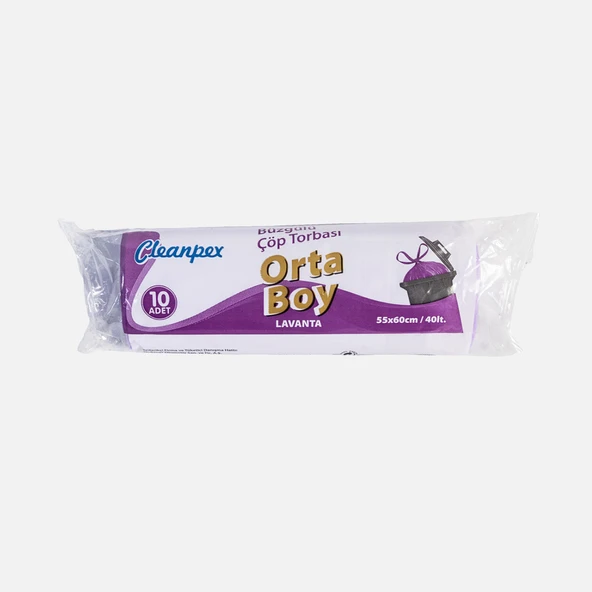 Cleanpex Büzgülü Çöp Torbası Orta Boy 10 Adet 55x60cm (5'li Paket) ürün görseli 1