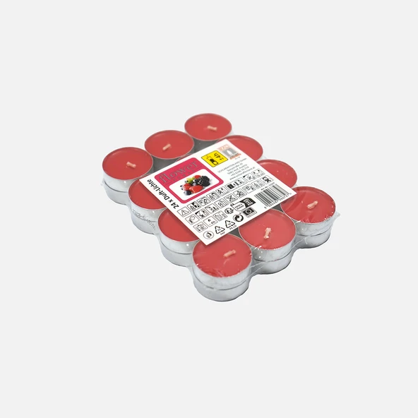 Kokulu Tealight 24'lü Mum Seti Kırmızı (5'li Paket) ürün görseli 1
