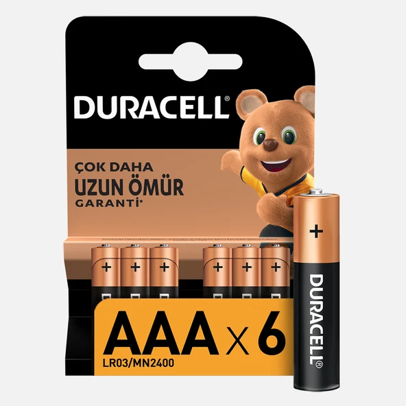 Duracell Basic İnce Kalem Pil 6'Lı AAA (6'li Paket) ürün görseli 1