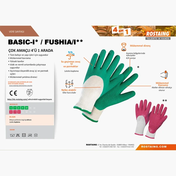 Rostaing FUSHIA-IT08 Çok Amaçlı Eldiven No:8 - M (4'li Paket) ürün görseli 1