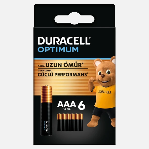Duracell Optimum 6’lı AAA Alkalin İnce Kalem Pil (4'li Paket) ürün görseli 1