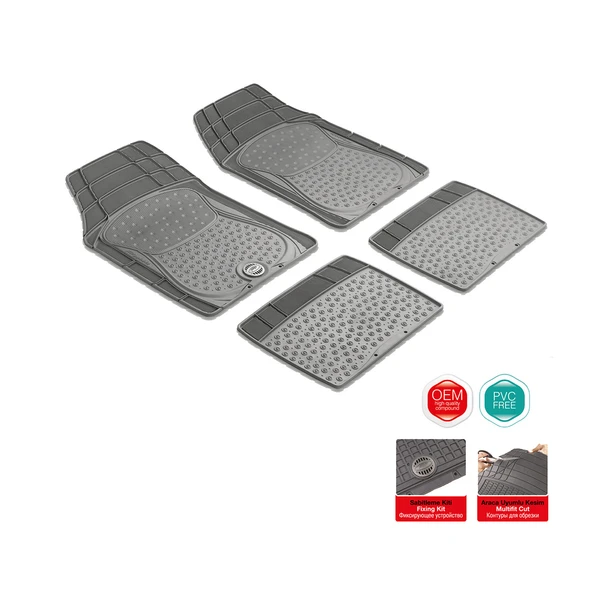 Pufı Bubble Base Universal Kauçuk Paspas gri (2'li Paket) ürün görseli 1
