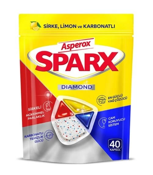 Asperox Sparx Diamond Bulaşık Makine Kapsülü 40'lı (3'li Paket) ürün görseli 1