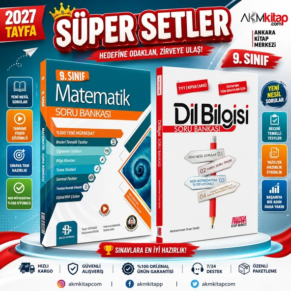 Bilgi Sarmal 9. Sınıf Matematik ve AKM Dil Bilgisi Soru Bankası Seti 2 Kitap ürün görseli 1
