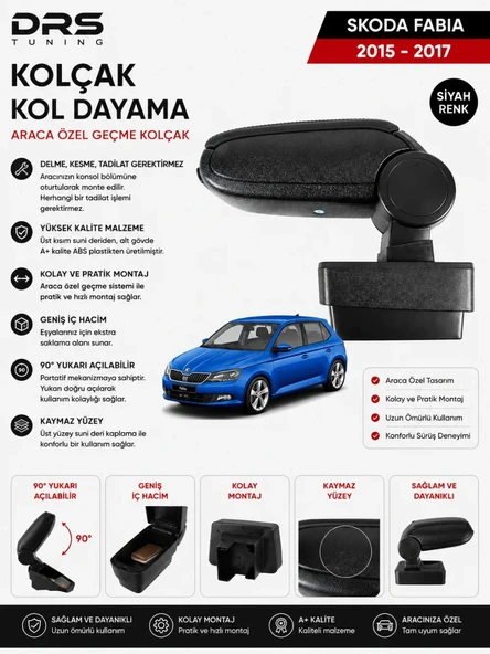 Skoda Fabia 2015 - 2021 Kolçak Kol Dayama Siyah ürün görseli 1