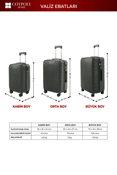 Diamond  ABS Büyük Boy Valiz - Resim 5