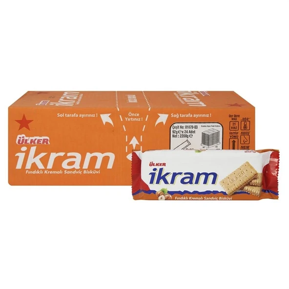 Ülker İkram Fındık Kremali Sandviç 84 g 24'lü (2'li Paket) ürün görseli 1