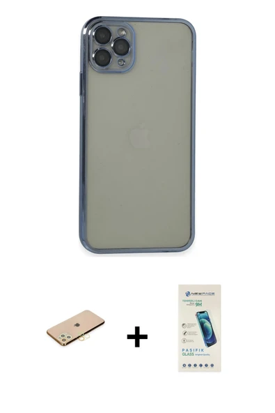 MARSİLYAN™- iPhone 11 Pro Max Kılıf Vadi Minimal - Şeffaf Pasifik Cam Ekran Koruyucu + Renkli Kamera Lens Koruma Cam - S ürün görseli 1