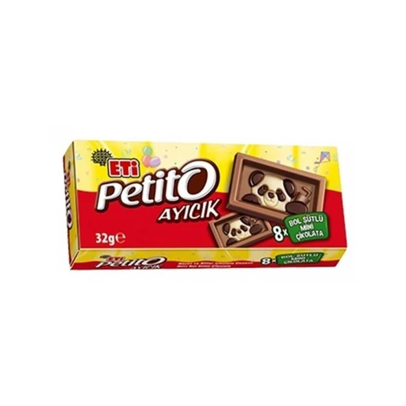 Eti Petito Ayıcık Mini Sütlü Çikolata 32 g 16'lı (4'li Paket) ürün görseli 1