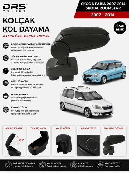 Skoda Fabia / Roomstar 2007 - 2014 Kolçak Kol Dayama Siyah ürün görseli 1