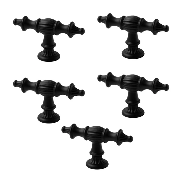 (5 Adet) Tek Vidalı Metal Kulp Şehzade Düğme Mobilya Mutfak Dolabı Çekmece Dolap Kulpları Kapak Kulpu Kulbu Siyah Metal ürün görseli 1
