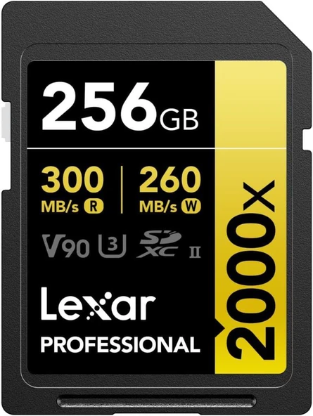 Lexar Professional 2000x SDHC SDXC UHS II Kartlar, Siyah ve Sarı, 256 GB - OUTLET ÜRÜN ürün görseli 1