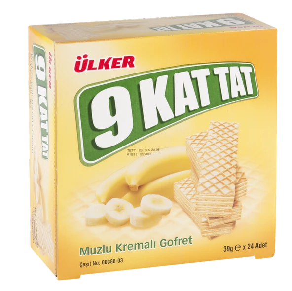 Ülker 9 Kat Muz Aromalı Lüks Gofret 39 g 24'lü (3'li Paket) ürün görseli 1