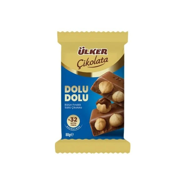 Ülker Dolu Dolu %32 Fındıklı Çikolata 80g (6'li Paket) ürün görseli 1