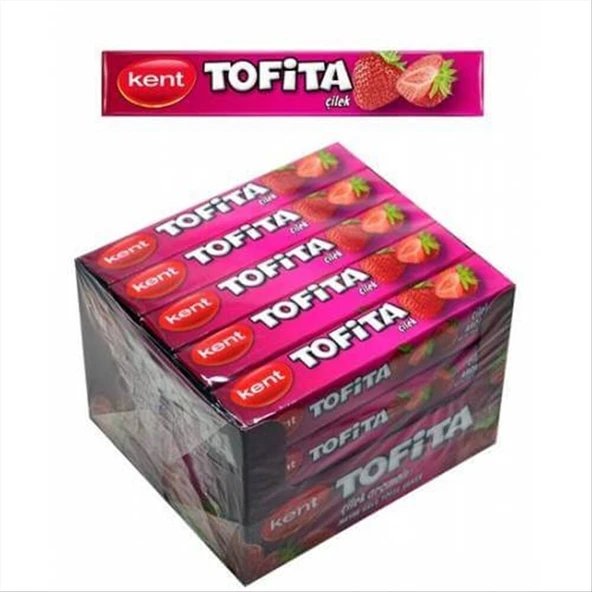 Kent Tofita Çilek Aromalı Şeker 47 g 20'li (5'li Paket) ürün görseli 1