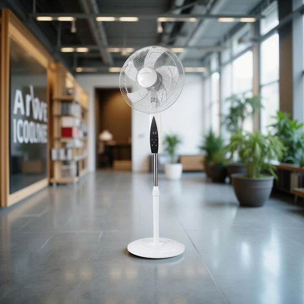 Dlc FS-K40BR Ayaklı Zaman Ayarlı Uzaktan Kumandalı Vantilatör 50 Watt Beyaz ürün görseli 1
