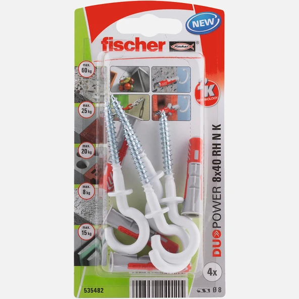 Fischer Duopower 8x40 RH NKNV(4)Dübel (4'li Paket) ürün görseli 1