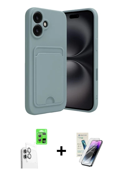 MARSİLYAN™- iPhone 16 Kılıf Vadi Çizgi Prime - Şeffaf Pasifik Cam Ekran Koruyucu + Raze Metal Kamera Lens - BZ ürün görseli 1