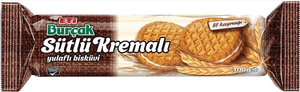 Eti Burçak Sütlü Kremalı Bisküvi 100 g 12'li (3'li Paket) ürün görseli 1