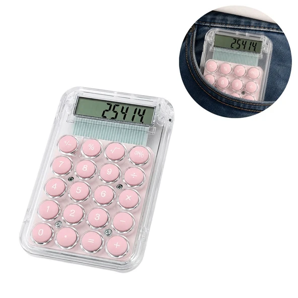 Powermaster PM-25414 Pembe Mini Hesap Makinesi ürün görseli 1