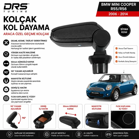 Mini Cooper 2006 - 2014 Kolçak Kol Dayama Siyah ürün görseli 1