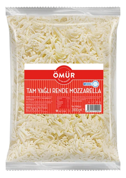 Ömür Tam Yağlı Rende Mozzarella 2 Kg (2'li Paket) ürün görseli 1