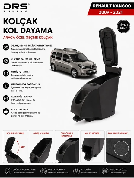 Renault Kangoo 2009 - 2021  Kolçak Kol Dayama Siyah ürün görseli 1