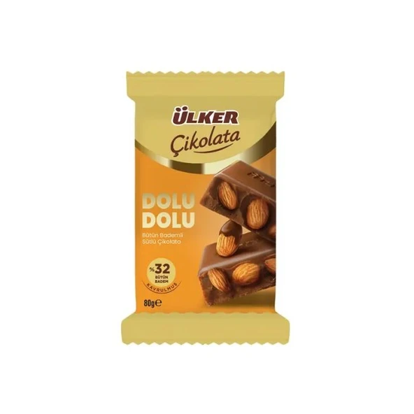 Ülker Dolu Dolu %32 Bademli Çikolata 80g (6'li Paket) ürün görseli 1