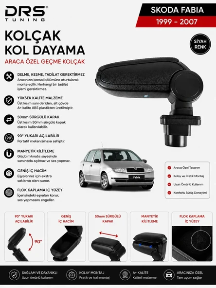 Skoda Fabia 1999 - 2007 Kolçak Kol Dayama Siyah ürün görseli 1